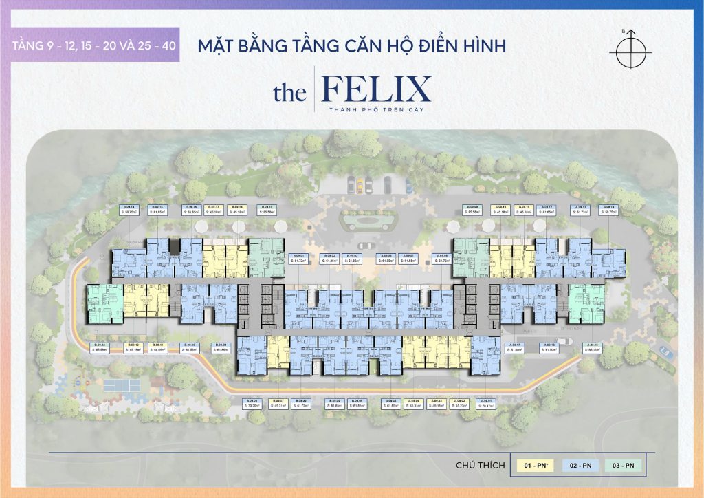 Tầng điển hình 9 – 12, 15 – 20, 25 – 40
